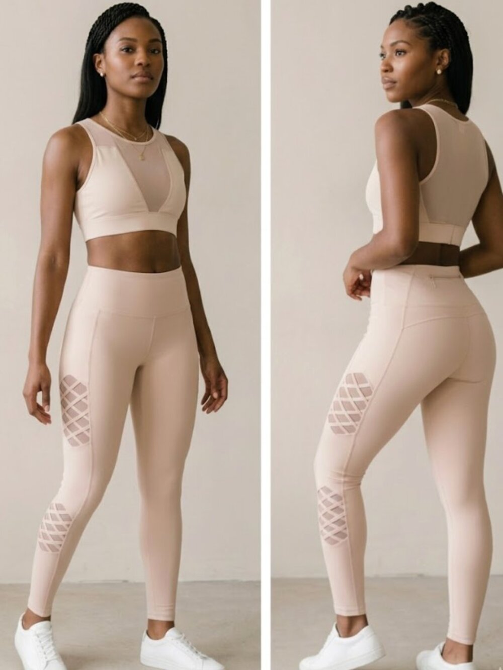 NEW LA Society Mesh Crisscross Nude Blush Active Leggings